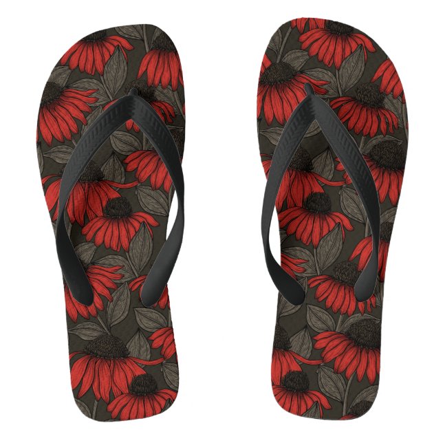 Rote Sitzmöbel in Braun Flip Flops (Fußbett)