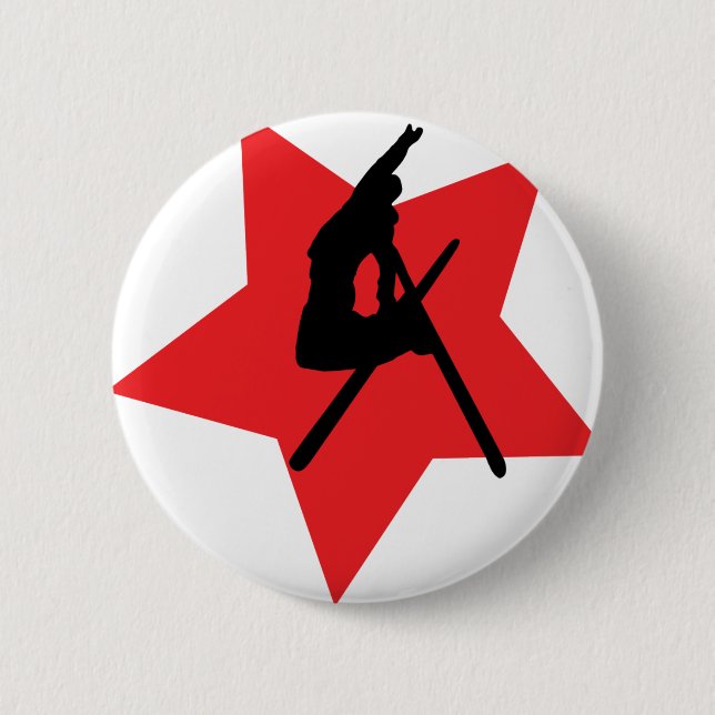 rote Skisprungsikone Button (Vorderseite)