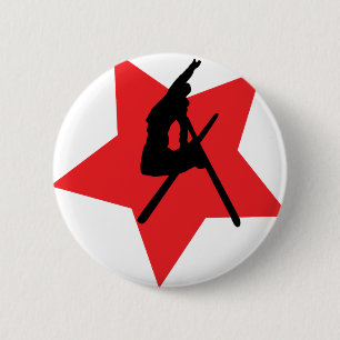 rote Skisprungsikone Button