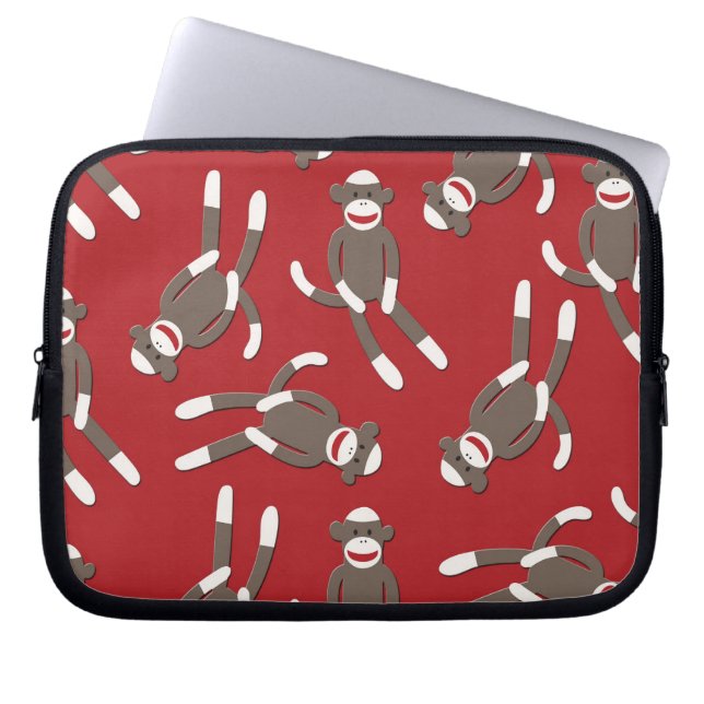 Rote Socken-Affe-Elektronik-Tasche Laptopschutzhülle (Vorderseite)