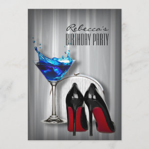 rote Sohle Stiletto Martini Mädchen Geburtstagsfei Einladung