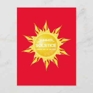 Rote Sommersonne am längsten Tag des Jahres Postkarte