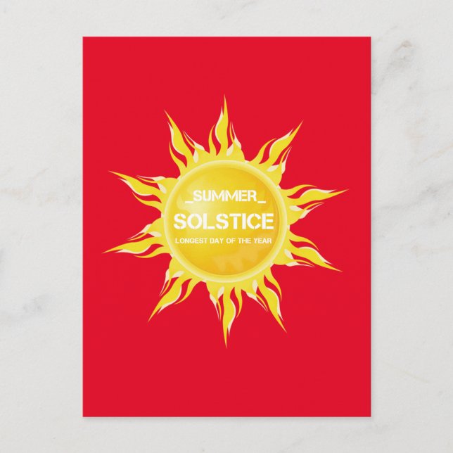 Rote Sommersonne am längsten Tag des Jahres Postkarte (Vorderseite)