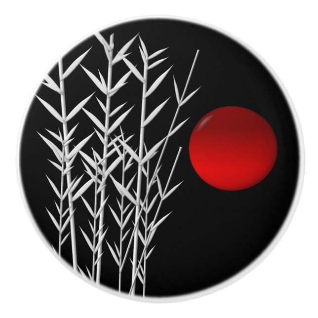 Rote Sonne Schwarz-weiß Keramikknauf (Vorderseite)