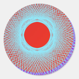 Rote Sonne verleiht abstrakte Kunst Runder Aufkleber