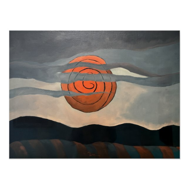 Rote Sonne von Arthur Dove | Abstrakte Landschaft  Poster (Vorderseite)