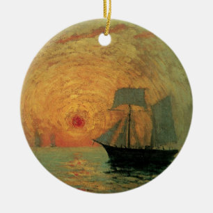 Rote Sonne von Maxime Maufra, Vintage Impressionis Keramik Ornament