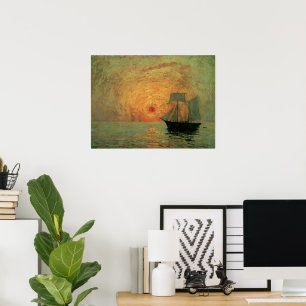 Rote Sonne von Maxime Maufra, Vintage Impressionis Poster
