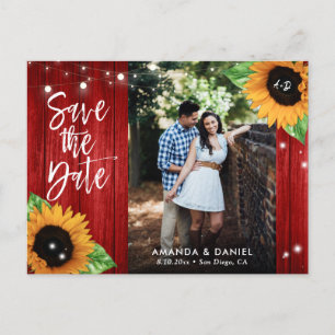 Rote Sonnenblume Save the Date Postkarte
