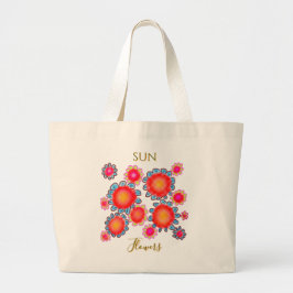 Rote Sonnenblumen Grafik Budget-Tasche Jumbo Stoffbeutel