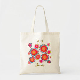 Rote Sonnenblumen Grafik Budget-Tasche Tragetasche