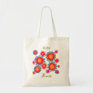 Rote Sonnenblumen Grafik Budget-Tasche Tragetasche