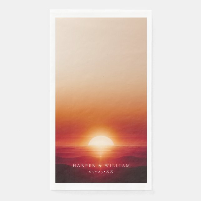 Rote Sonnenuntergangshochzeit Serviette (Vorderseite)