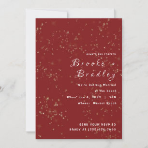 Rote Sparkle Glow Hochzeit Einladung