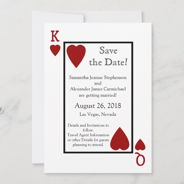 Rote Spielkarte Save-the-Date Save The Date (Vorderseite)