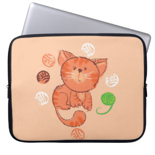 Rote Spielzeugkatze, nahtlos Laptopschutzhülle