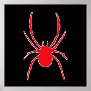 Rote Spinne auf schwarz Poster