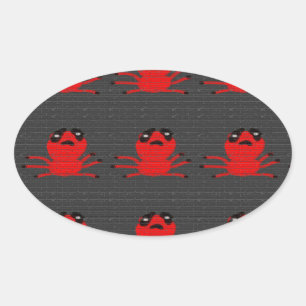 Rote Spinne Braun Wandmalerei, Kunst von Kindern:) Ovaler Aufkleber