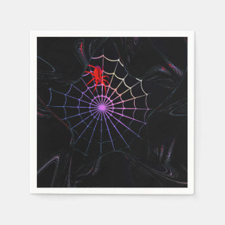 Rote Spinne in einem leuchtenden Netz Serviette