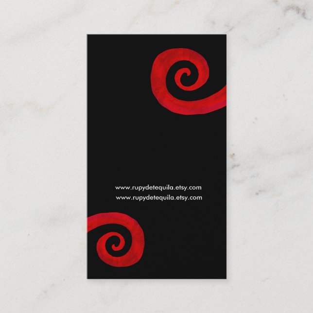 Rote Spirale bedrückte handgefertigte Visitenkarte (Vorderseite)