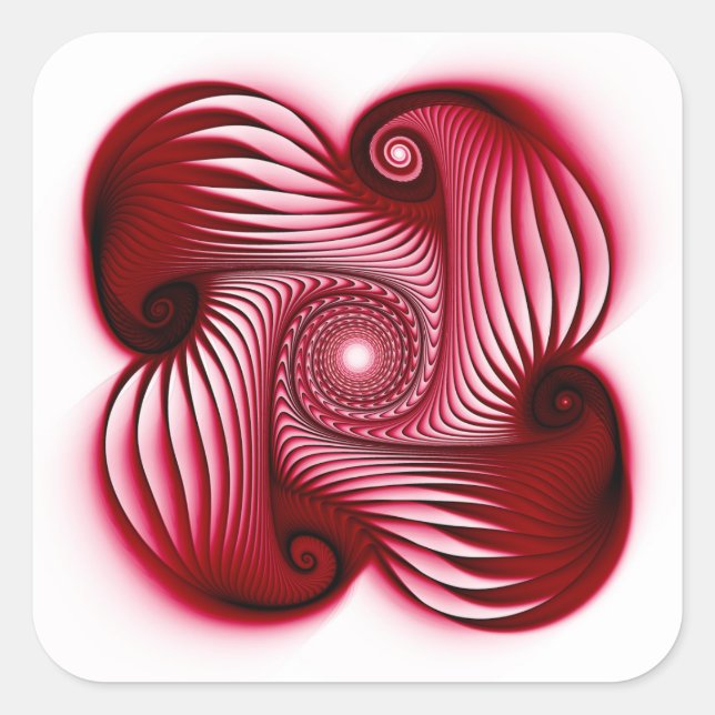 Rote Spiralform Quadratischer Aufkleber (Vorderseite)