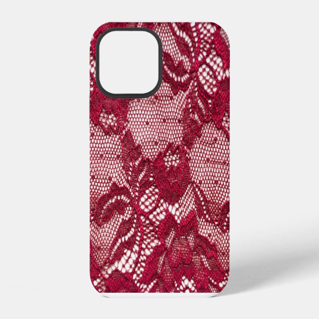 Rote Spitze: elastischer Jacquard-Textilstoff. iPhone Hülle (Rückseite)