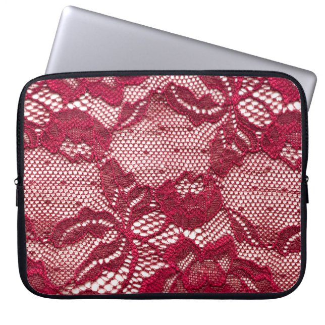 Rote Spitze: elastischer Jacquard-Textilstoff. Laptopschutzhülle (Vorderseite)