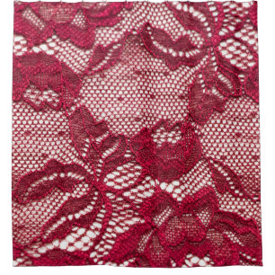 Rote Spitze: elastischer Jacquardtextil. Duschvorhang