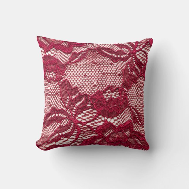 Rote Spitze: elastischer Jacquardtextil. Kissen (Vorderseite)