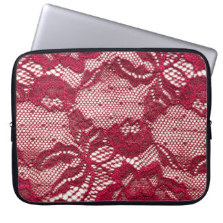 Rote Spitze: elastischer Jacquardtextil. Laptopschutzhülle