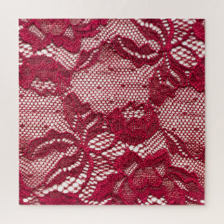 Rote Spitze: elastischer Jacquardtextil. Puzzle