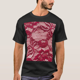 Rote Spitze: elastischer Jacquardtextil. T-Shirt