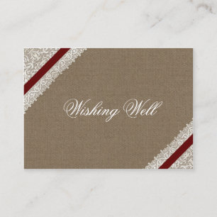 Rote Spitze und Leinwand des IMITATS, die wohle Begleitkarte