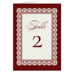 Rote Spitzen-Hochzeitstisch-Nummer – Elegant Festl