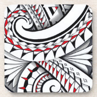 Rote Stammes- polynesische Muster mit Schattierung