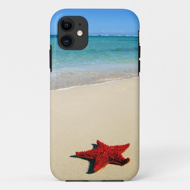 Rote Starfish auf weißem Sand-Strand Case-Mate iPhone Hülle (Rückseite)
