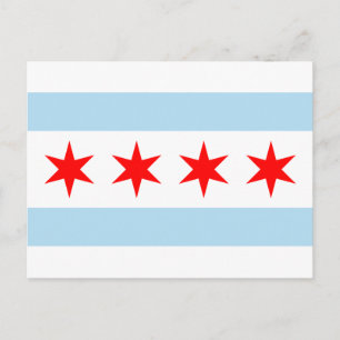 Rote Stars Chicago Flag Blau und Weiße Streifen Postkarte