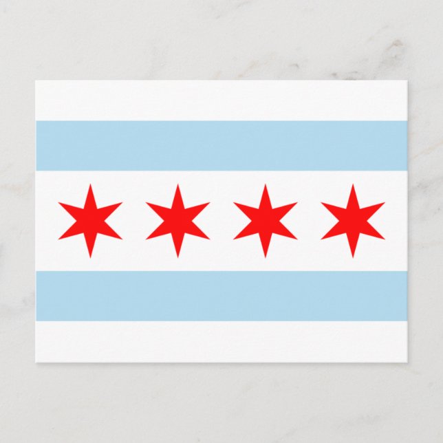 Rote Stars Chicago Flag Blau und Weiße Streifen Postkarte (Vorderseite)