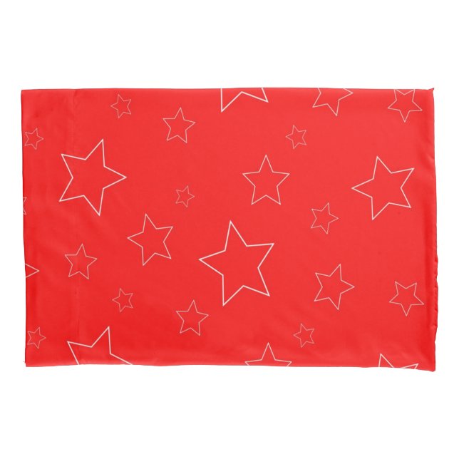 Rote Stars Pillowcase Kissenbezug (Vorderseite)