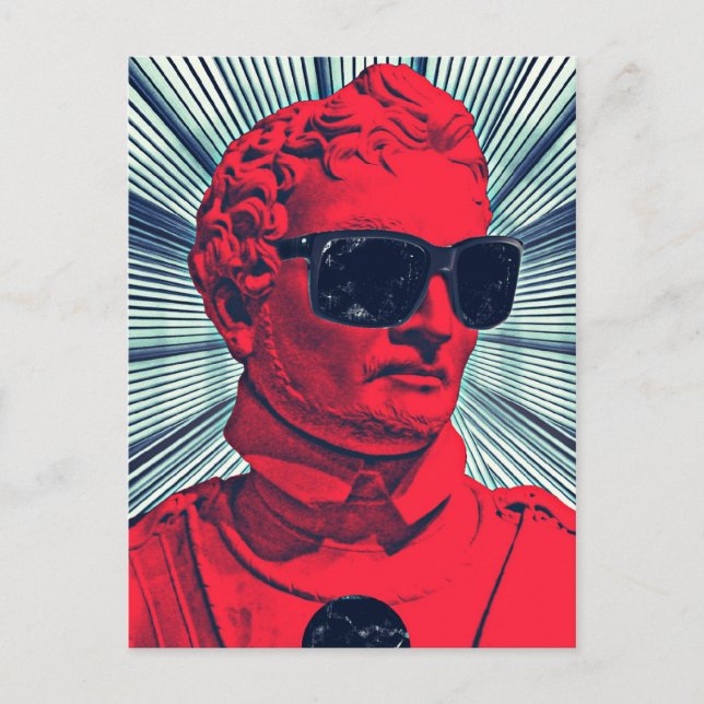 Rote Statue des Hipsters Postkarte (Vorderseite)