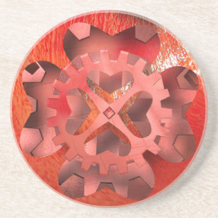 rote steampunk-Uhrwerk Untersetzer