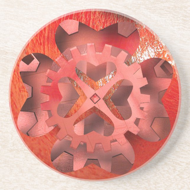 rote steampunk-Uhrwerk Untersetzer (Vorne)
