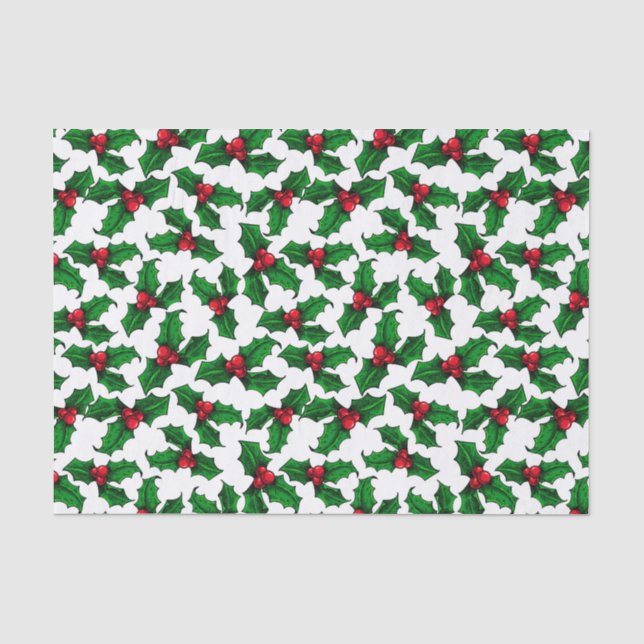 Rote Stechpalmenbeeren Seidenpapier (Vorderseite)