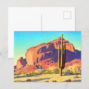 Rote Steine und Kakteen von Maynard Dixon Einladungspostkarte