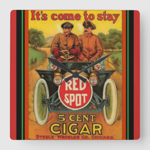 Rote Stellen-Zigarren-Vintage Anzeigen-Wand-Uhr Quadratische Wanduhr