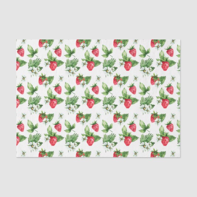 Rote Sternbeeren, Weiße Blume 2 Seidenpapier (Vorderseite)