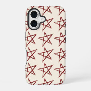 Rote Sterne Ästhetik Cool Vintage iPhone 16 Hülle