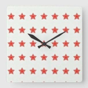 rote Sterne auf weißer Uhr