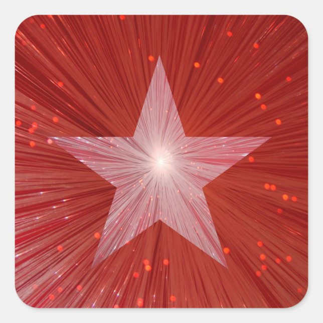 Rote Sterne-Aufkleber Quadratischer Aufkleber (Vorderseite)