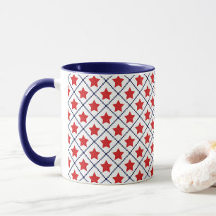 Rote Sterne gepunktete Linien Tasse